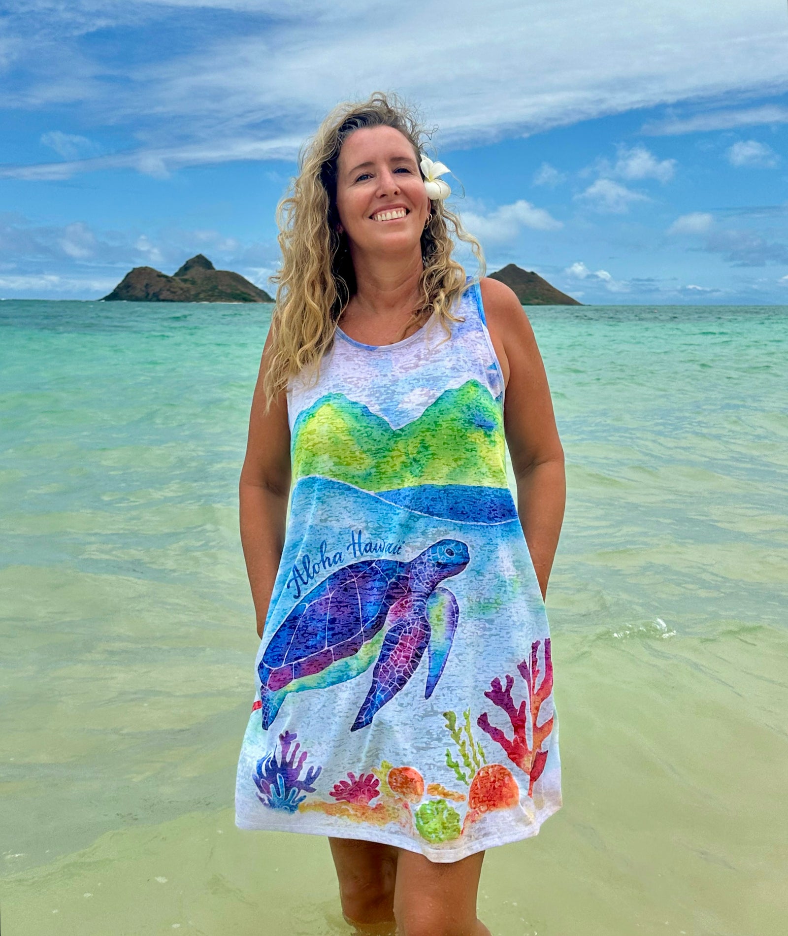 Kai Wahine Designs Burnout Tank Dress Coverup - Paradise Honu