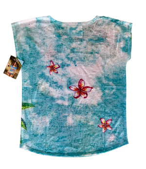 Kai Wahine Designs Plumeria Women's Burnout Dolman tee