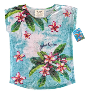Kai Wahine Designs Plumeria Women's Burnout Dolman tee