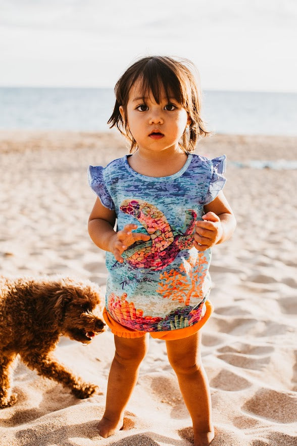 Kai Wahine Designs Keiki - Girls RAINBOW TURTLE