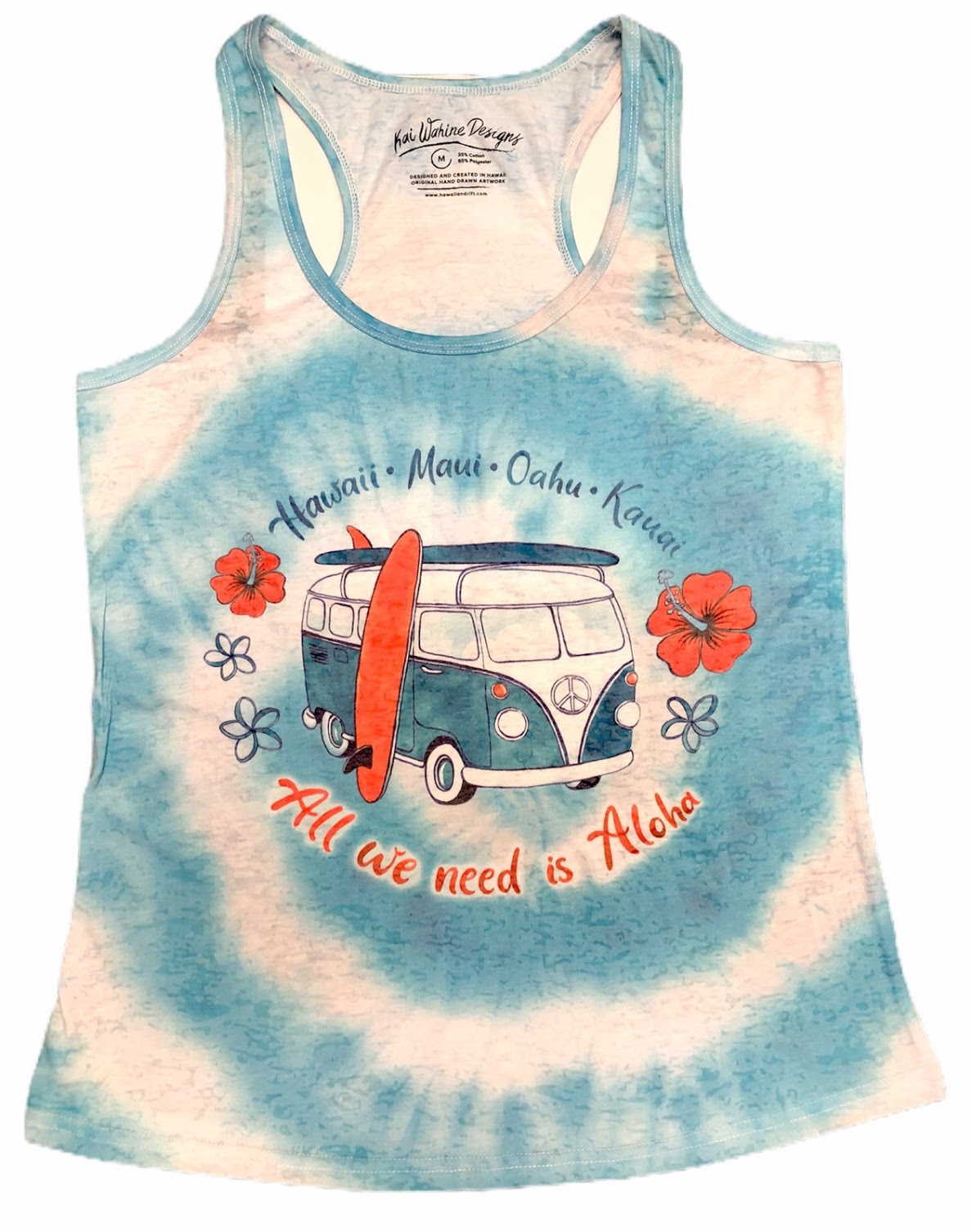 Kai Wahine Designs Vw Women’s Burnout Racer Back Tank Top