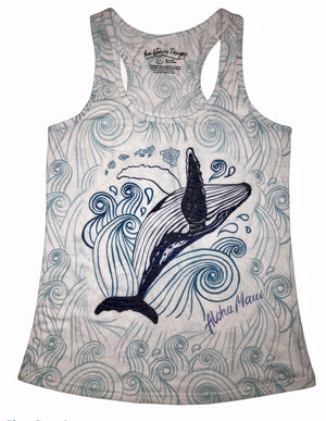 Kai Wahine Designs Maui Humpback Whale Women’s Racer Back Tank Top