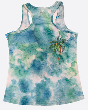 Kai Wahine Designs Palm Turtle Women’s Burnout Racer Back Tank Top
