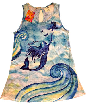 Kai Wahine Designs Burnout Tank Coverup - Mermaid Goddess