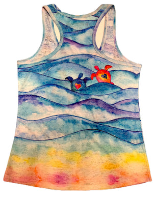 Kai Wahine Designs Happy Honus Women’s Burnout Racer Back Tank Top