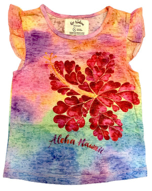 Kai Wahine Designs Keiki - Girls RAINBOW HIBISCUS